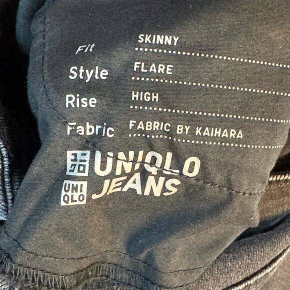 UNIQLO Skinny Jeans Size 32 Black Flared Denim High Rise Distressed Grunge‎ Goth - Picture 4 of 11